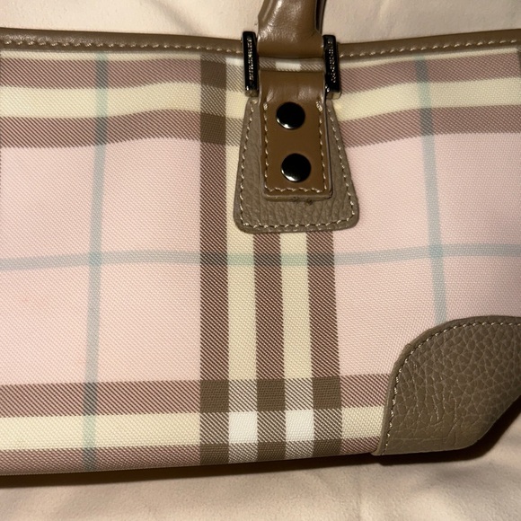Plaid Pink Beige and Brown Burberry Handbag - Picture 14 of 14